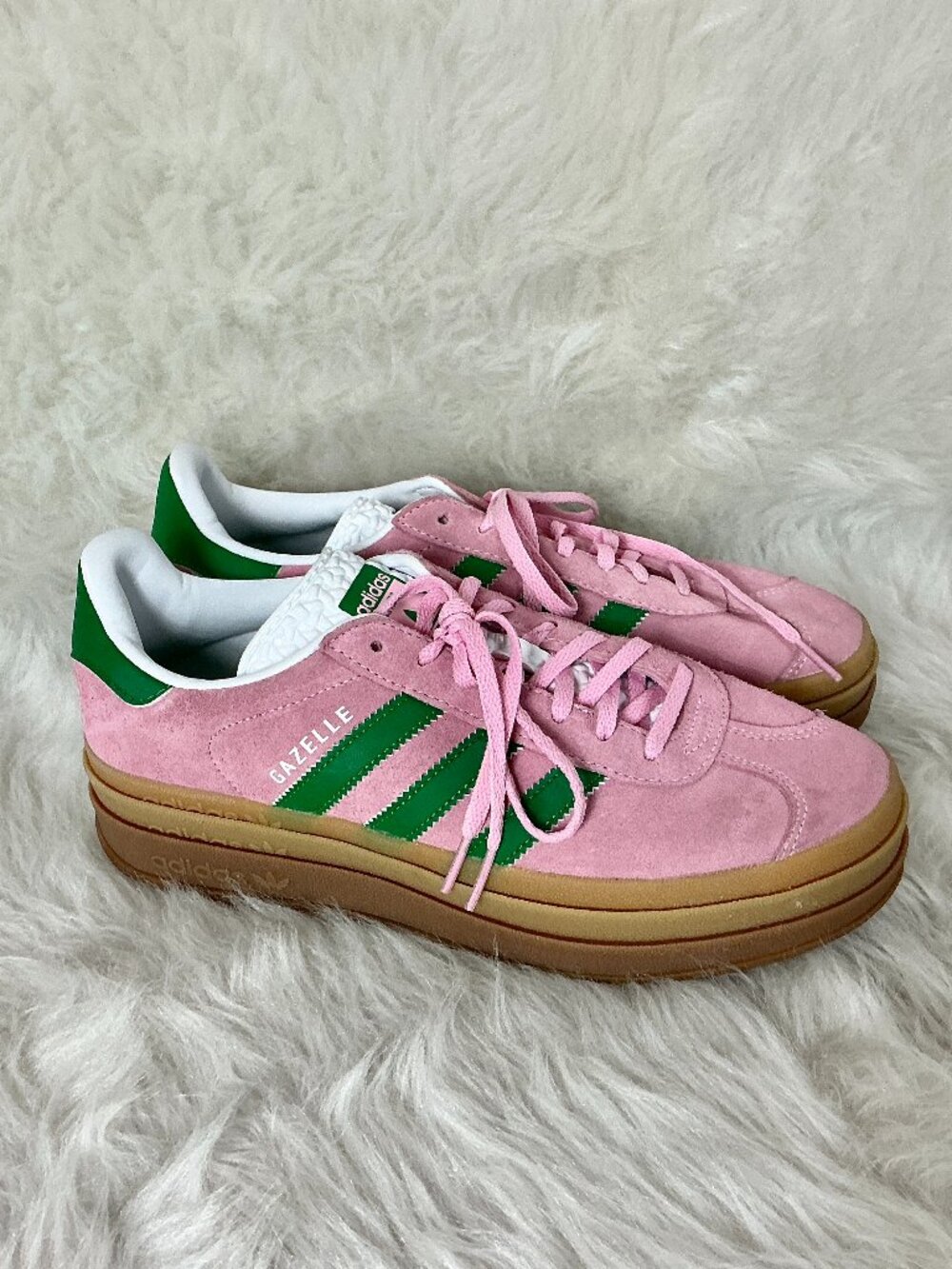Adidas Pink & Green Suede & Leather Gazelle Bold Low Top Sneakers NWOT 8